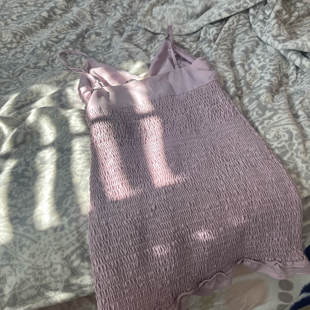 Lavender Ruched Mini Dress - Picture 3 of 4